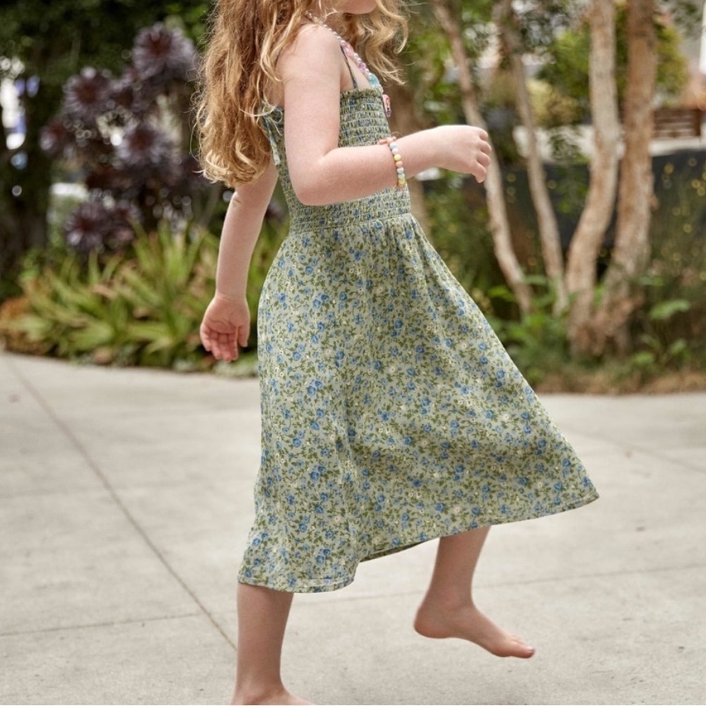 Reformation Kids Floral Dress - Green and Blue